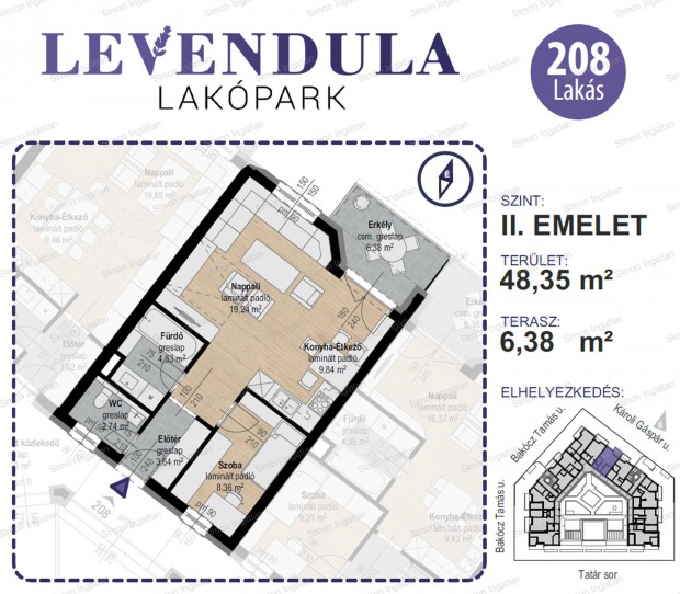 Levendula lakpark - 2. emelet 208 laks