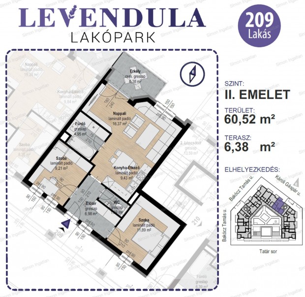 Levendula lakpark - 2. emelet 209 laks