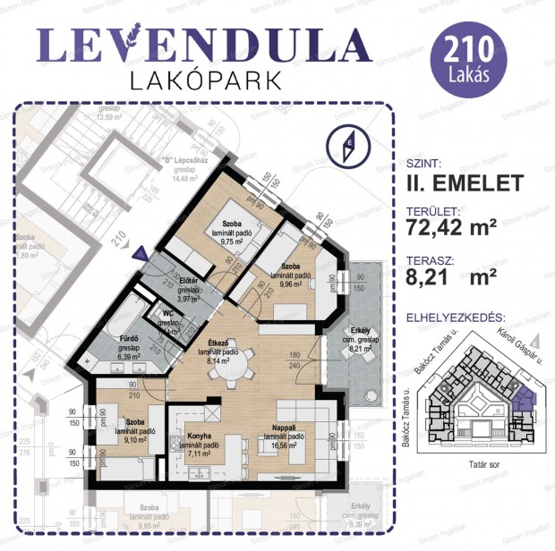 Levendula lakpark - 2. emelet 210 laks