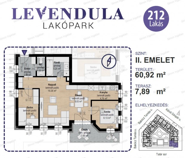 Levendula lakpark - 2. emelet 212 laks