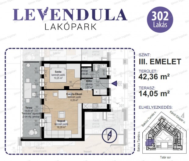 Levendula lakpark - 3. emelet 302 laks