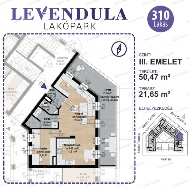Levendula lakpark - 3. emelet 310 laks