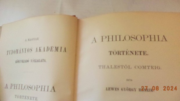 Lewes György Henrik: A philosophia története I - II - III