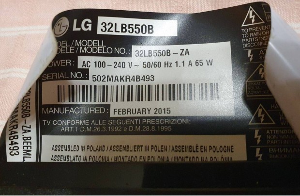 Lg 32LB550B LED tv panelek alkatrsznek.akr kln is! 32LB550