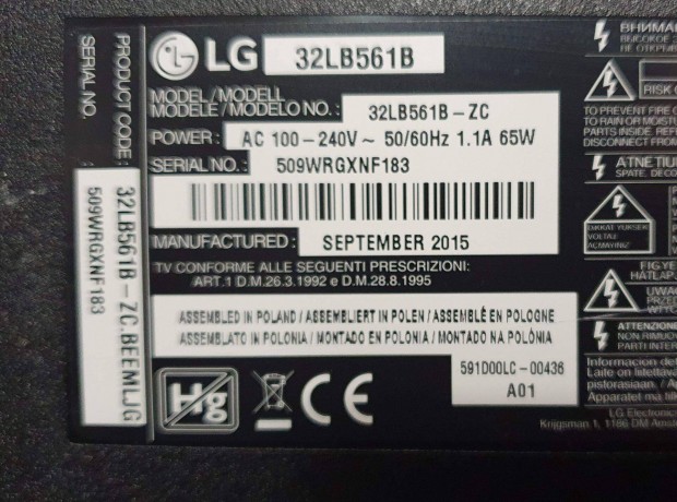 Lg 32LB561B LED LCD tv hibs trtt alkatrsznek ?