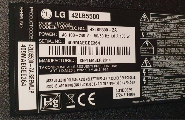 Lg 42lb5500 LED tv panelek eladk! Kijelz elkelt!