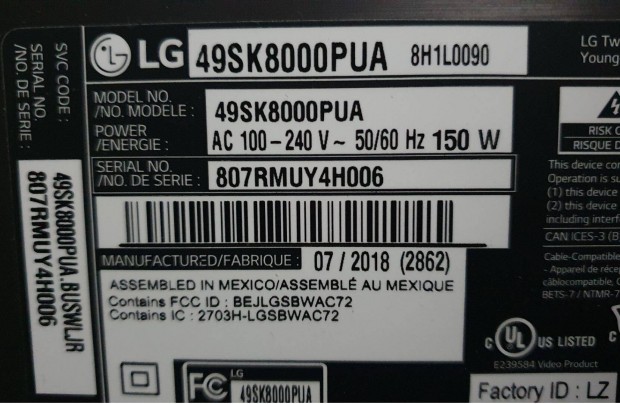 Lg 49SK8000PUA LED LCD tv hibás törött alkatrésznek 4K UHD Smart