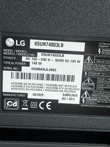 Lg 65un74003lb panelek eladk