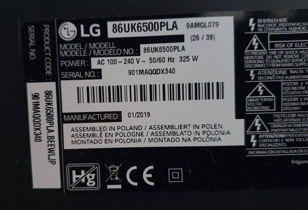 Lg 86UK6500PLA LED tv Tcon board 6870C-0748A