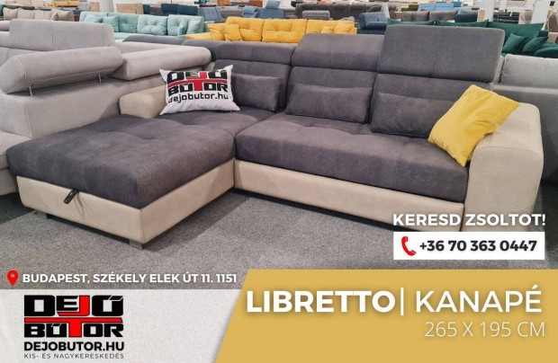 Libretto L prmium sarok kanap lgarnitra 265x195 cm gyazhat gray