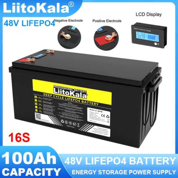 Liitokala 48V-os Lifepo4 Munka Akkumultor 100Ah  LCD (5838)