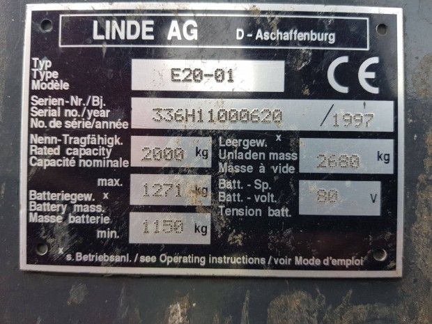 Linde 2t elektromos targonca