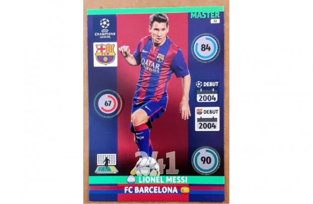 Lionel Messi Barcelona Master focis krtya Panini Adrenalyn XL 2014-15