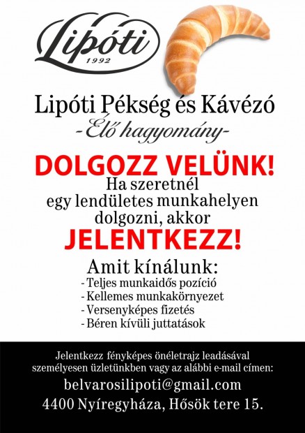 Lipóti Pékseg eladó pozicio