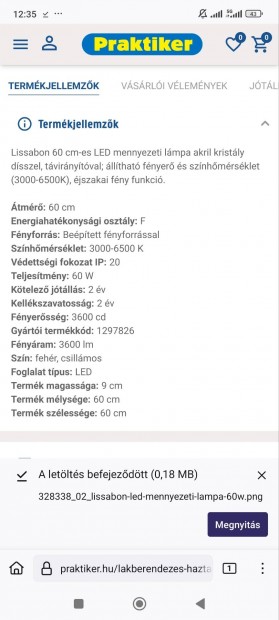 Lisszabon led mennyezeti lmpa 60 cm