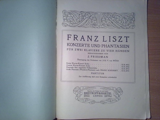 Liszt - 1. Klavier-Konzert Es dur fr 2 Klaviere 4 Hndig (Partitur)