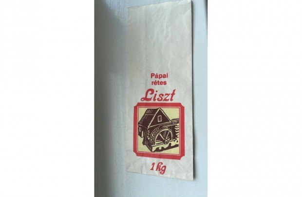 Lisztes zacskó, tasak (Pápai rétes liszt 1 kg), régi, retro