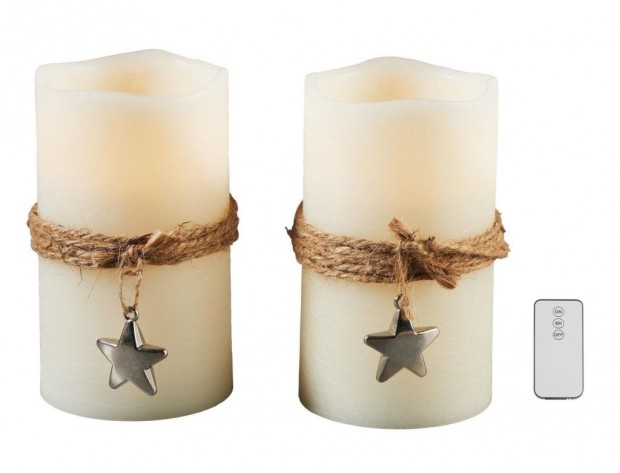 Livarno Home Dual Star 2 darabos 12.5 x 7.5 cm valódi viasz LED gyert