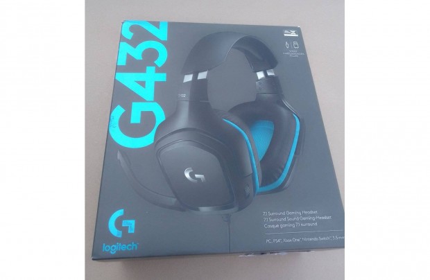 Logitech G432 Gamer fejhallgat 7.1, fekete, jszer