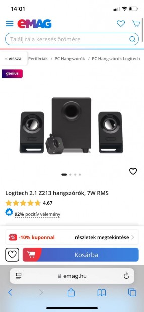 Logitech Z213 2.1 hangrendszer PC-hez