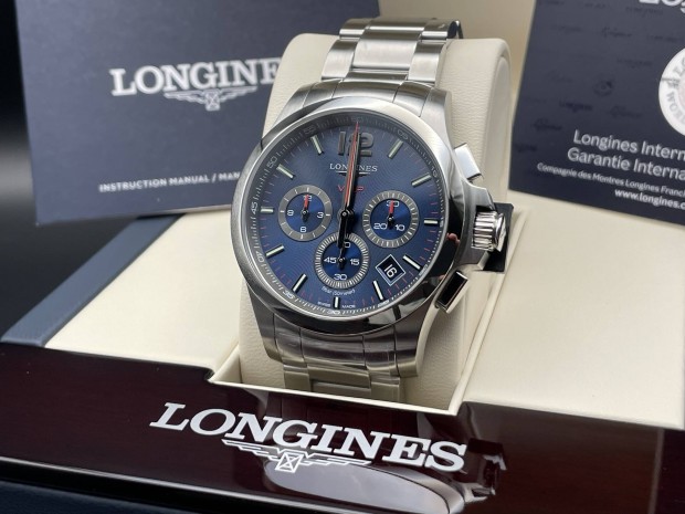 Longines Conquest   f�rfi �ra k�k f�m sz. 42 mm hordatlan �llapotban