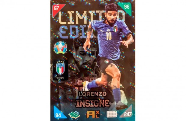 Lorenzo Insigne Olaszorszg Limited focis krtya Panini Kick off 2021