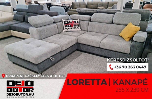 Loretta XL htfalas rugs szrke kanap lgarnitra 255x230 cm sarok