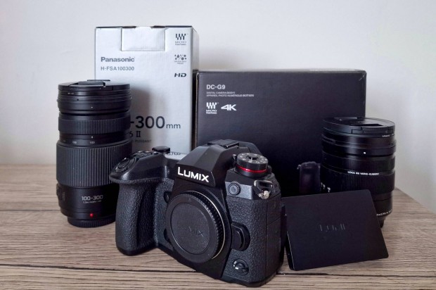 Lumix G9 vz +2db objektv (Lumix 100-300mm, Leica-Lumix 12-60mm)  