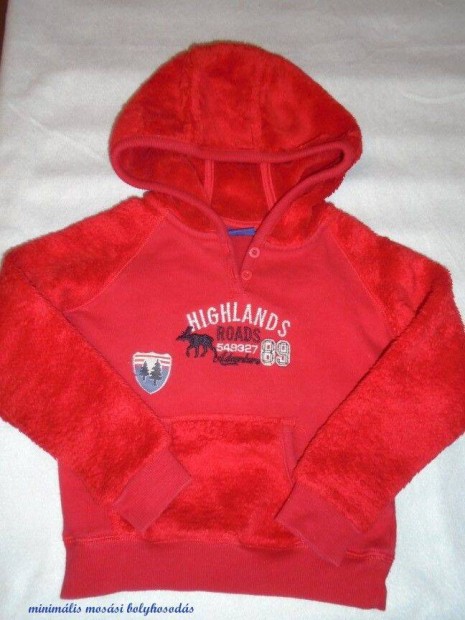 Lupilu kapucnis piros és puha pulóver 12-24 hó (méret 86 / 92)