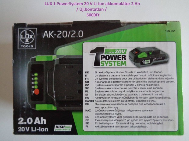 Lux 20V 2,0Ah Li-ion akkumultor