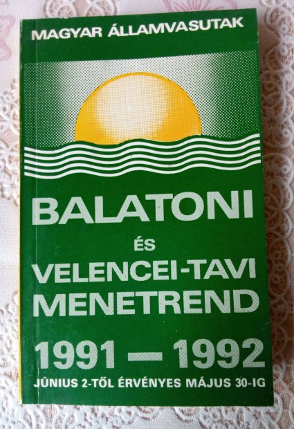 MV Balatoni s Velencei -tavi menetrend 1991-1992