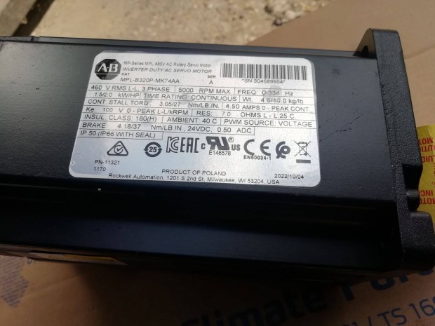 MPL-B320P-MK74AA Szerv Motor Allen Bradley