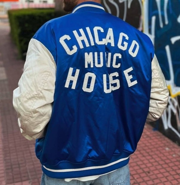 M-es szatn Chicago Music House varsity baseball bomber dzseki kabt