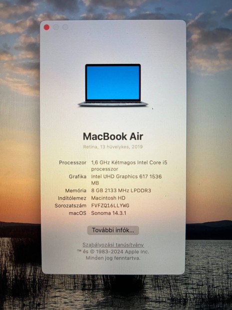 Macbook Air megkmlt llapotba elad