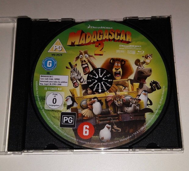 Madagaszkr 2. Animcis Blu-ray Film - Szinkronos! - csere is!