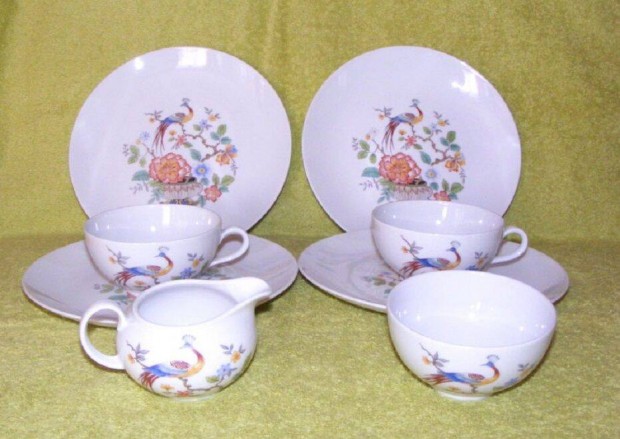 Madaras, virágos porcelán teás szett Bavaria