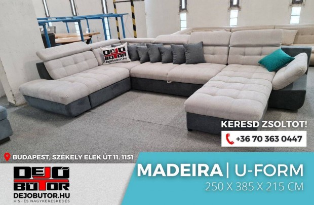 Madeira ualak kanapé ülőgarnitúra 250x385x215 cm ágyazható bútor gray