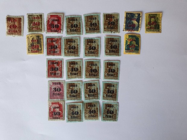 Magyar Királyi Posta inflációs filléres bélyeg 27 db