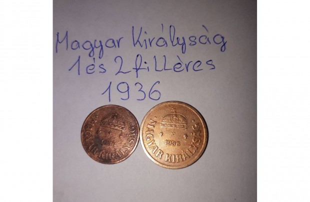Magyar Kirlysg 1 s 2 fillres1936