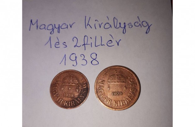 Magyar Kirlysg 1 s 2 fillres 1938