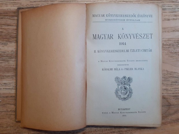 Magyar Knyvkereskedk vknyve 1914