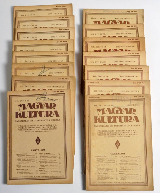 Magyar Kultra folyirat, 1932-bl. 15 db egyben 4000 Ft