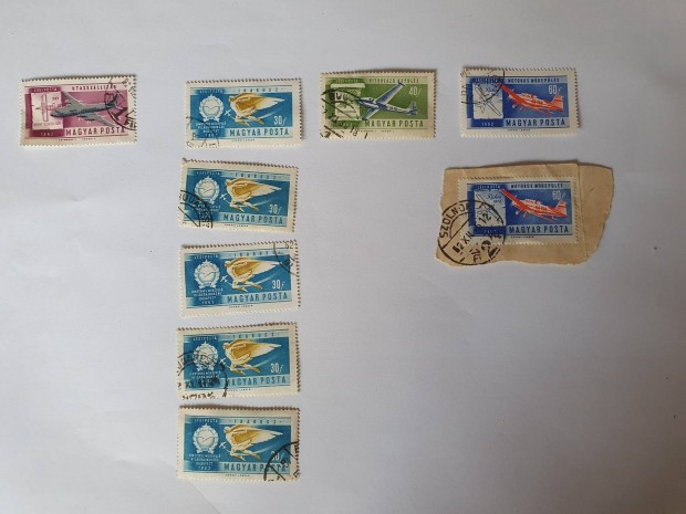 Magyar Posta Légiposta 1962-ből repülős 9 db bélyeg