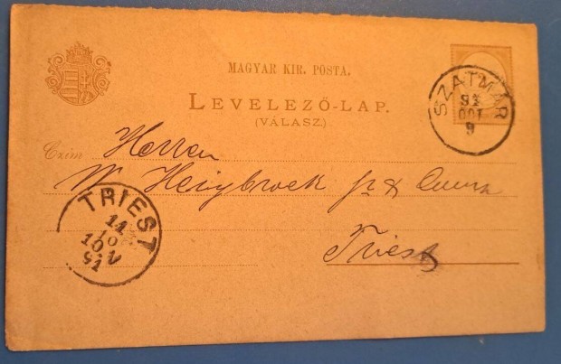 Magyar. Kir.Posta levelezlap 1891