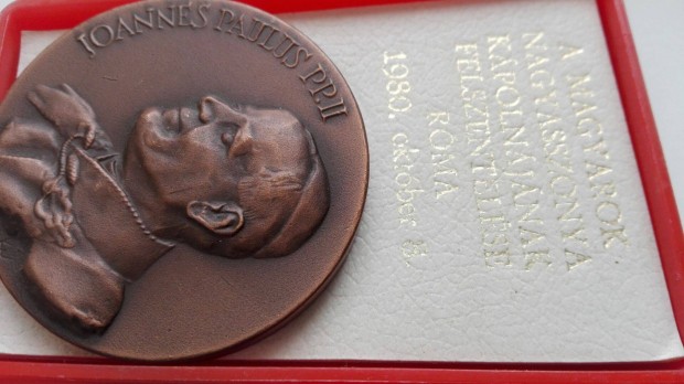Magyar kápolna szentelés Róma 1980 II János Pál Pápa érem Ritka db Ere