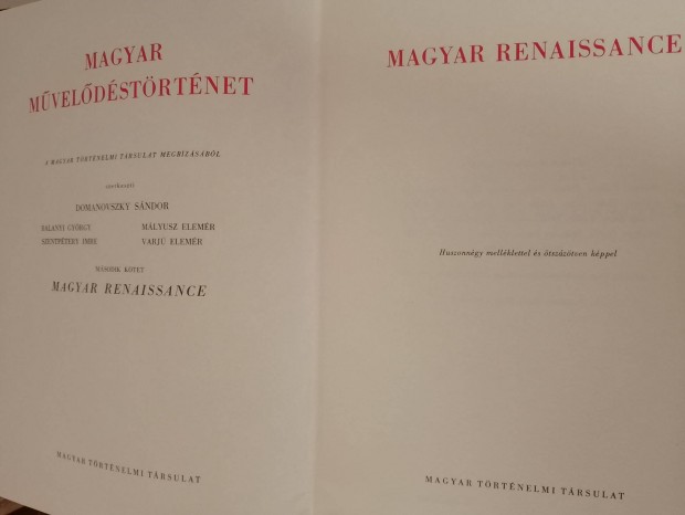 Magyar mveldstrtnet cm sorozatbl: Magyar renaissance