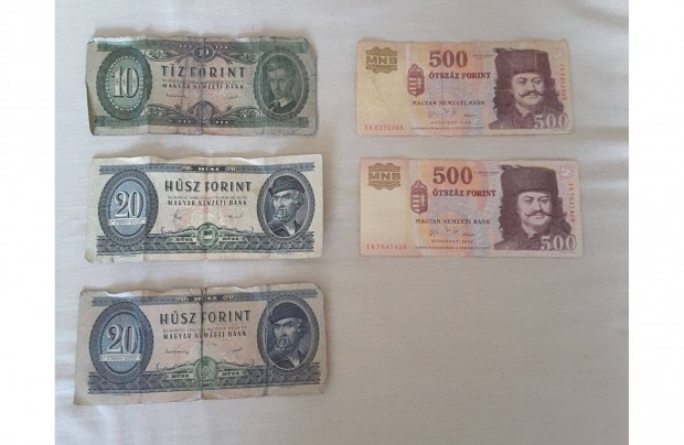 Magyar paprpnz / paprpnzek eladk 10 Forint 20 Forint 500 Forint