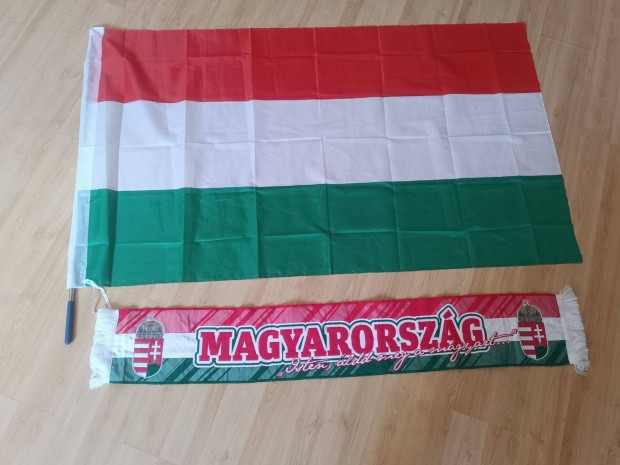 Magyar zászló + Teleszkópos zászlótartó rúd + szurkolói sál