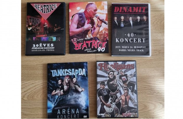 Magyar zenei DVD-k: Beatrice, Dinamit, Tankcsapda, Hooligans koncertek