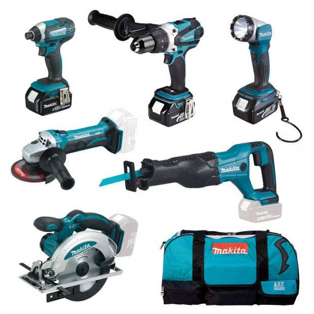 Makita DLX6046 Akkus szett 18V Li-ion (DGA452 + Dhp458 + DSS610 + Djr1